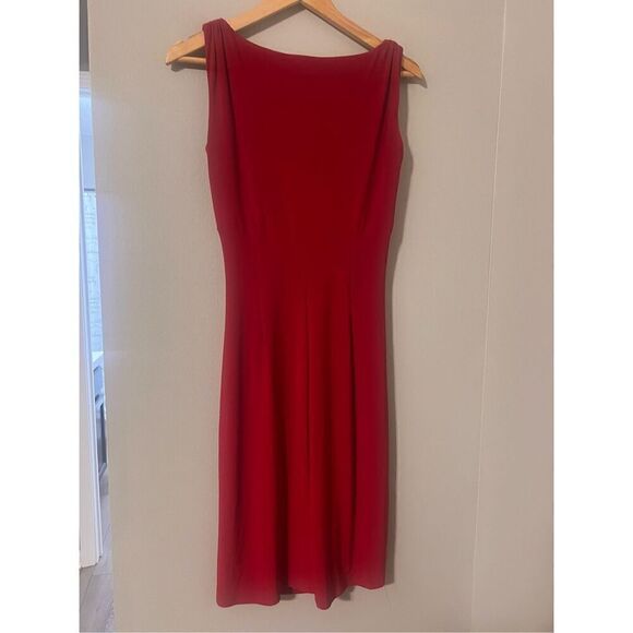 Lauren Ralph Lauren Size 4 Sleeveless Gathered Cocktail Dress Cherry Red Evening - Picture 10 of 12